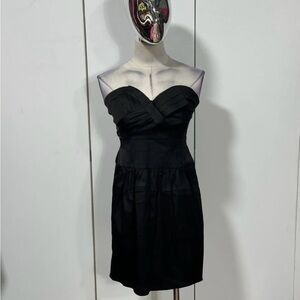 BCBG Strapless Ruched Pleated Mini Cocktail Dress